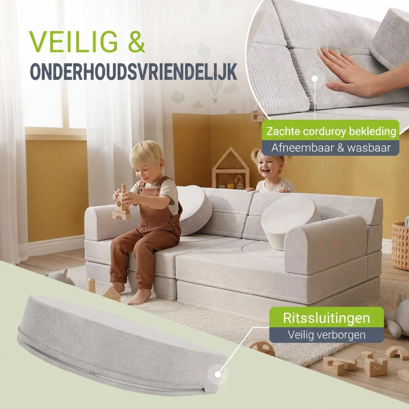 Canapé enfant Kayo en velours côtelé