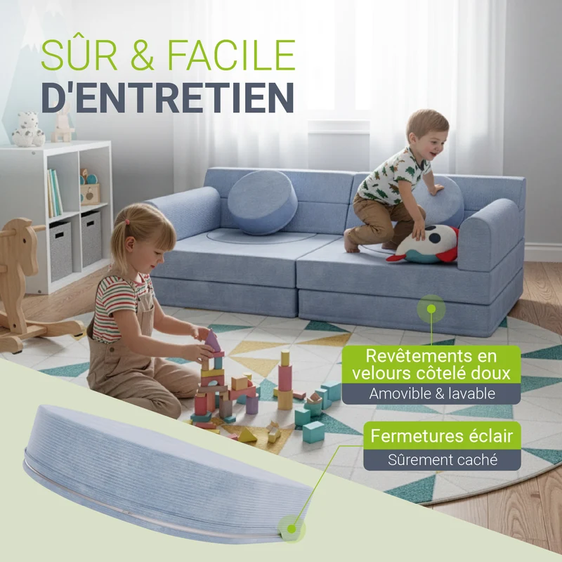 Canapé enfant Kayo en velours côtelé