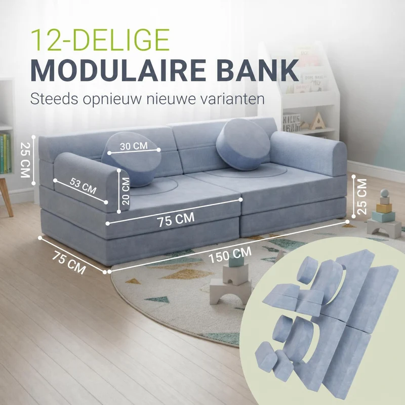 Canapé enfant Kayo en velours côtelé