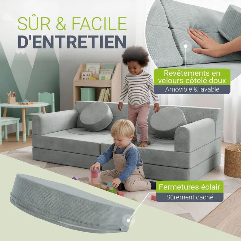 Canapé enfant Kayo en velours côtelé