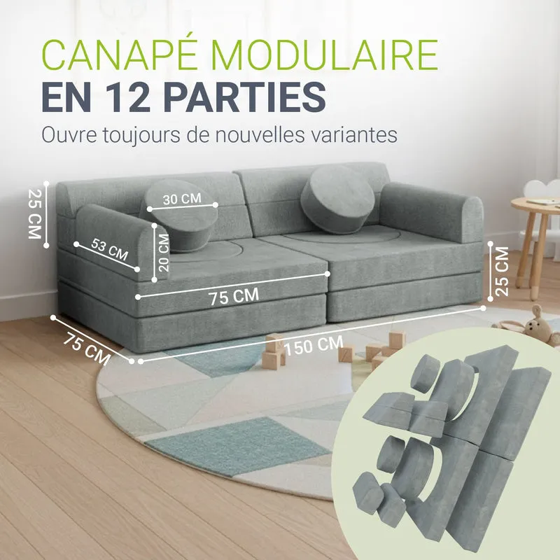 Canapé enfant Kayo en velours côtelé