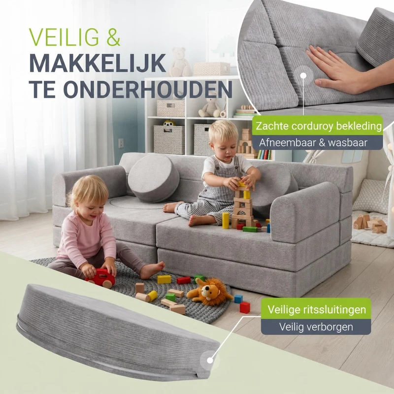 Canapé enfant Kayo en velours côtelé