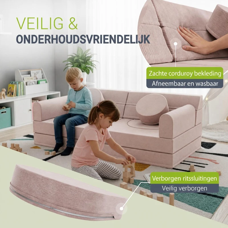Canapé enfant Kayo en velours côtelé