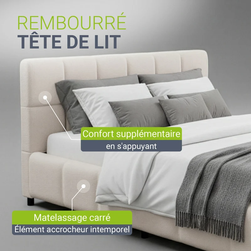 Lit rembourré Florenz en tissu bouclé
