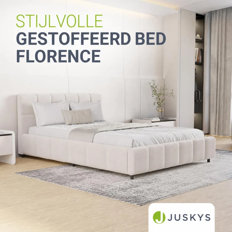 Lit rembourré Florenz en tissu bouclé