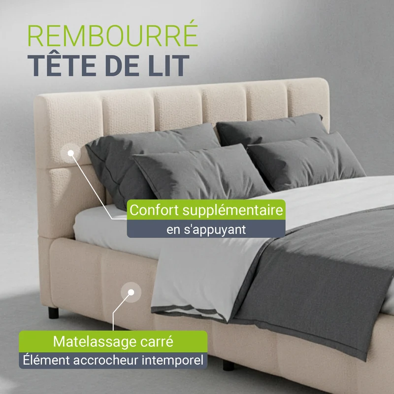 Lit rembourré Florenz en tissu bouclé