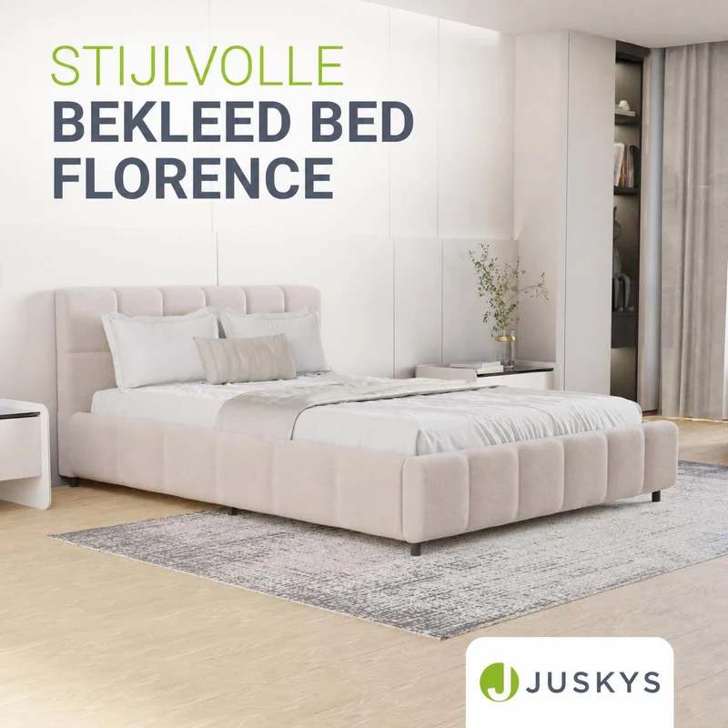 Lit rembourré Florenz en tissu bouclé