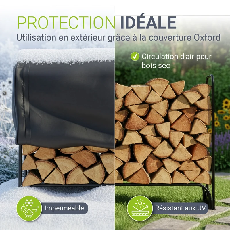 Abri à bois extérieur en acier