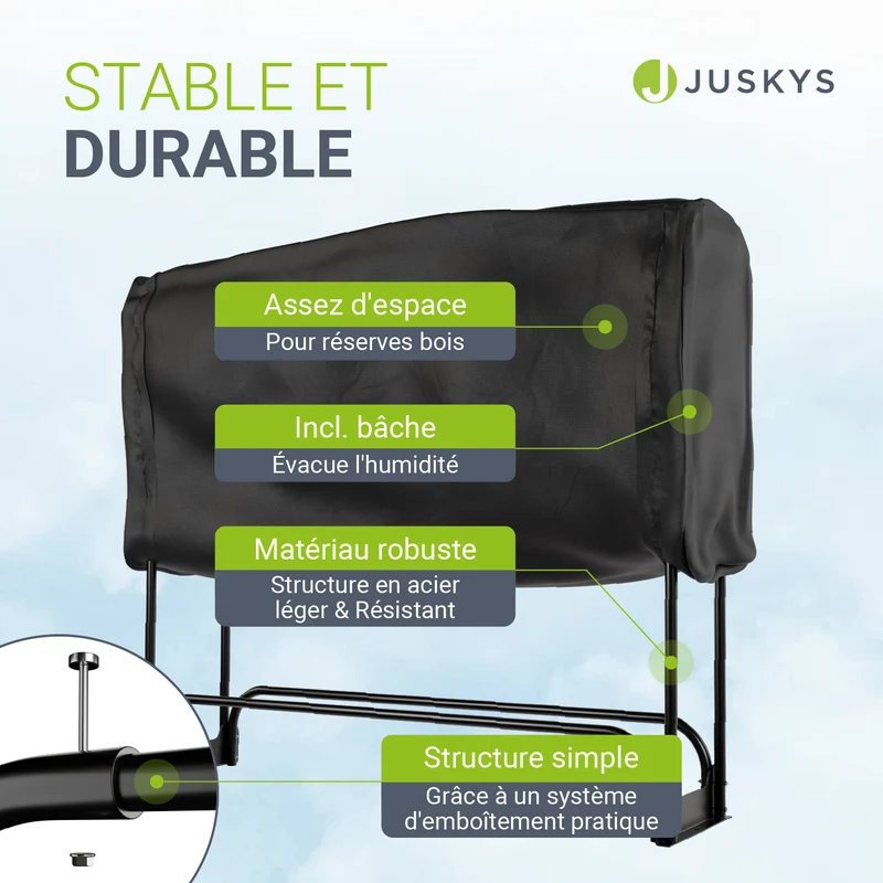 Abri à bois extérieur en acier