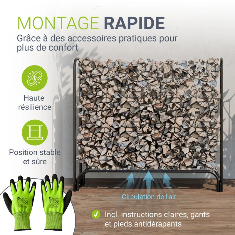 Abri à bois extérieur en acier