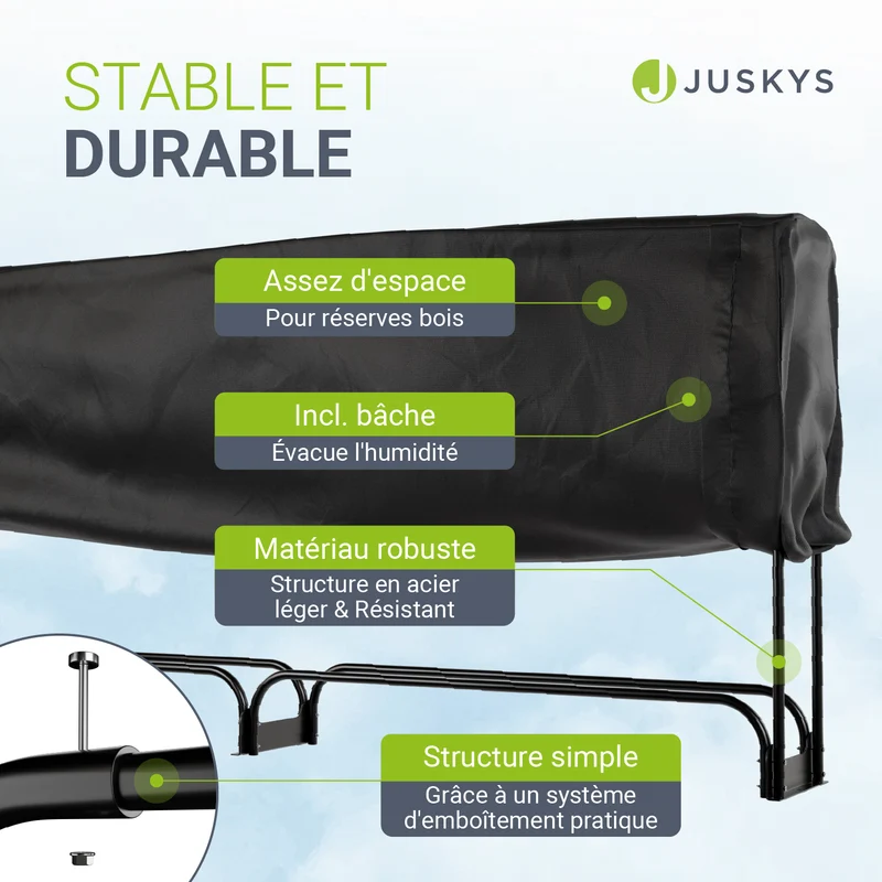 Abri à bois extérieur en acier