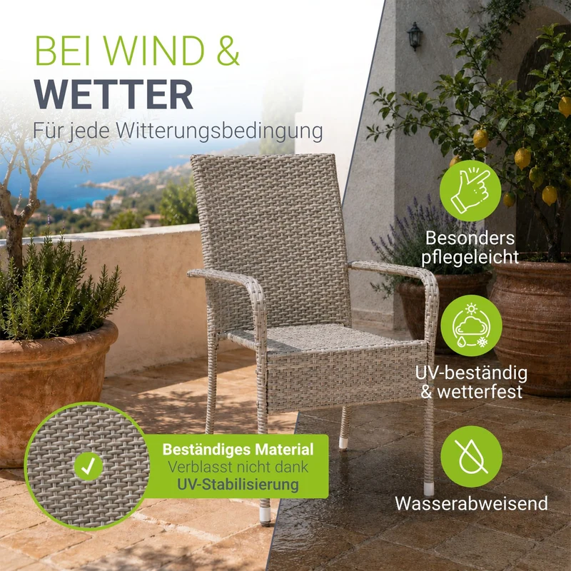 Chaises de jardin en résine tressée Yoro