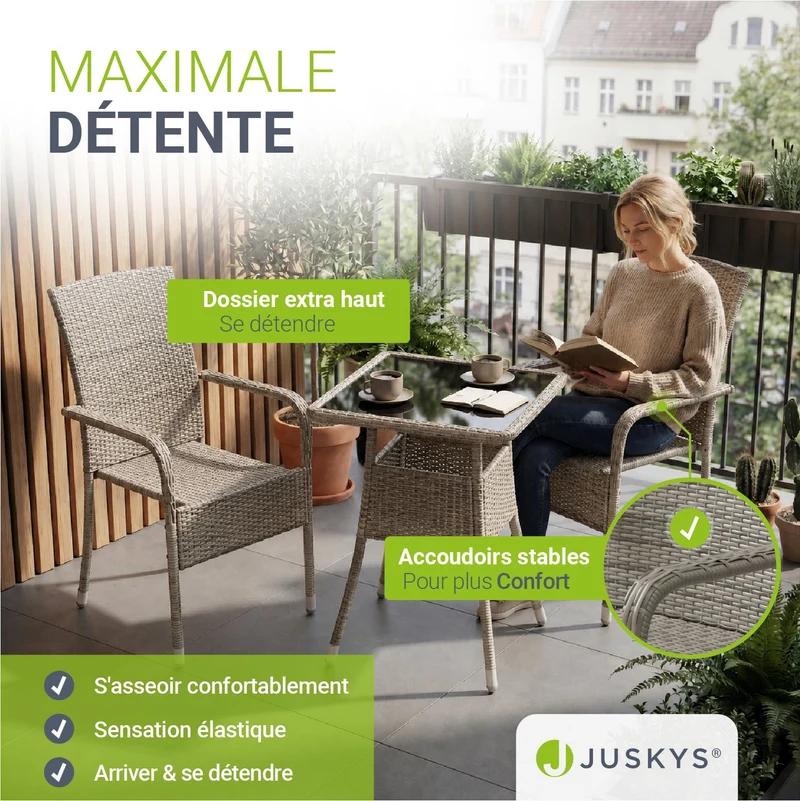 Chaises de jardin en résine tressée Yoro