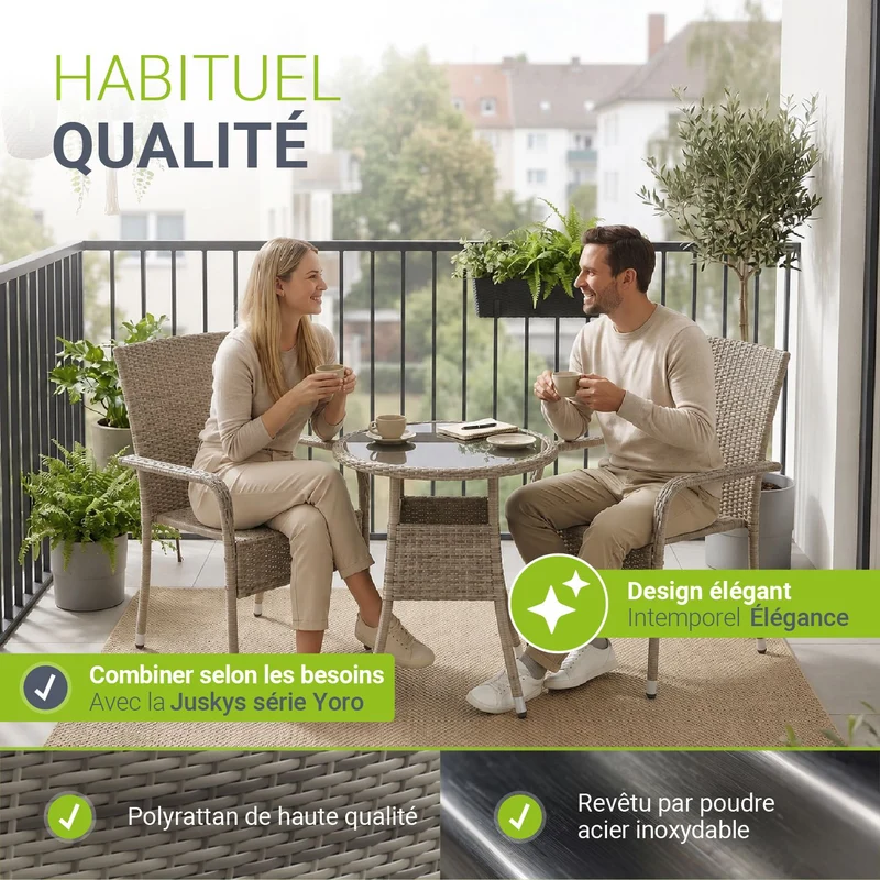 Chaises de jardin en résine tressée Yoro