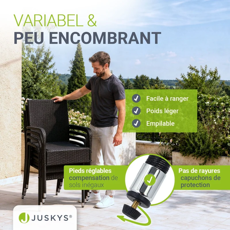 Chaises de jardin en résine tressée Yoro