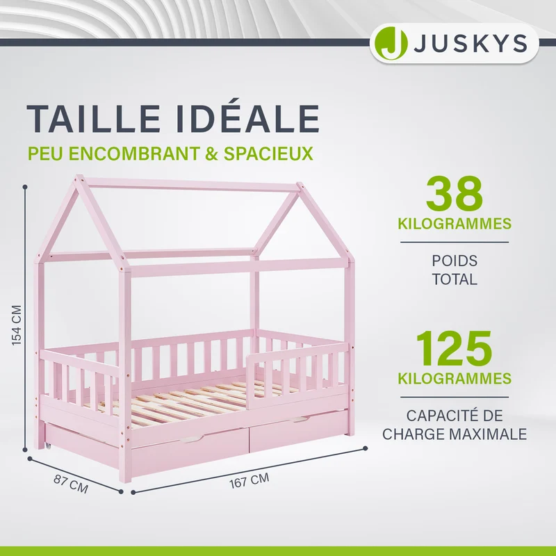 Lit enfant Marli 80 x 160 cm avec sommier