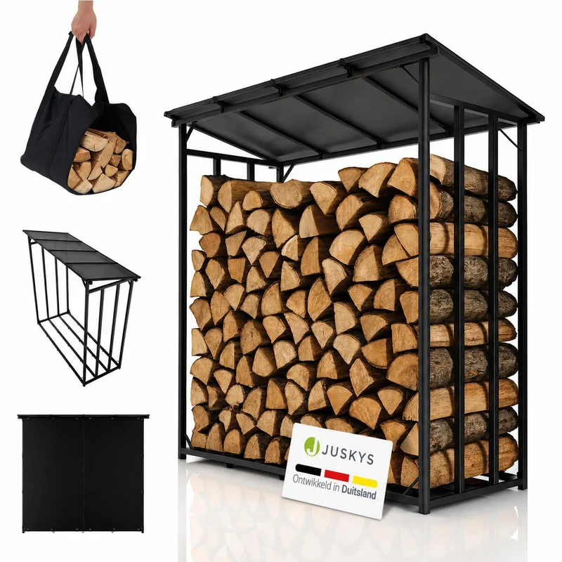 Abri à bois d'extérieur avec toit