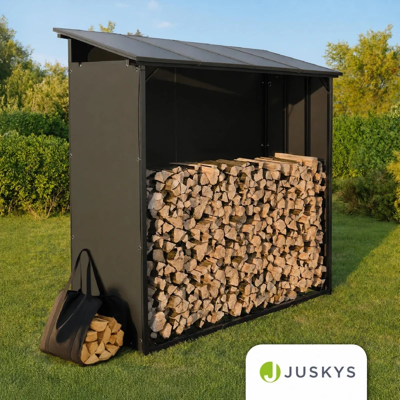 Abri à bois d'extérieur avec toit