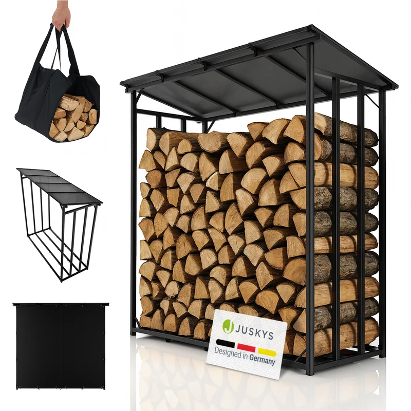 Abri à bois d'extérieur avec toit