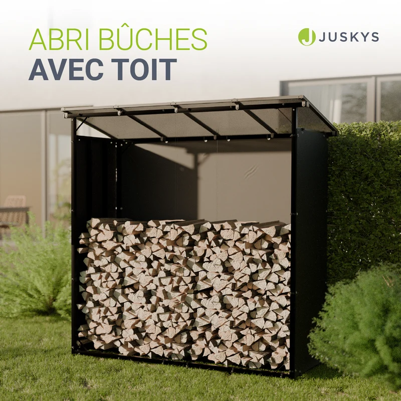 Abri à bois d'extérieur avec toit