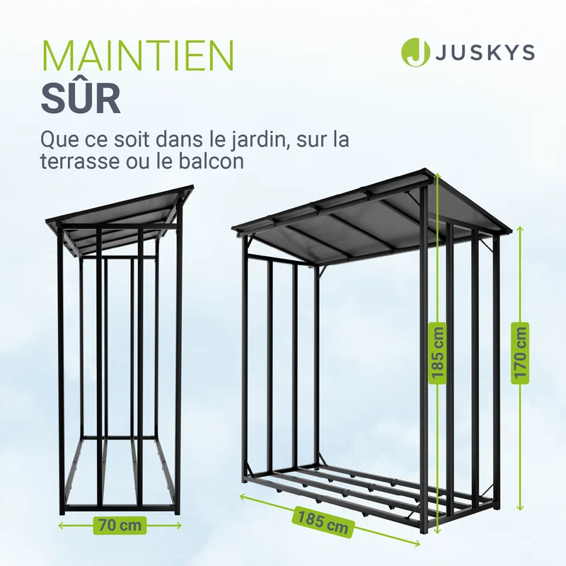 Abri à bois d'extérieur avec toit