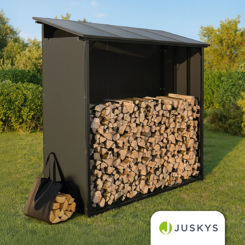 Abri à bois d'extérieur avec toit