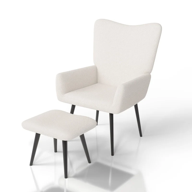 Fauteuil à oreilles avec tabouret Odense en option