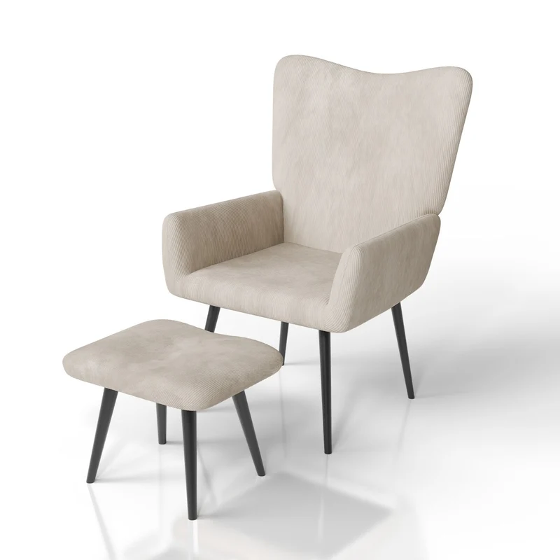 Fauteuil à oreilles avec tabouret Odense en option