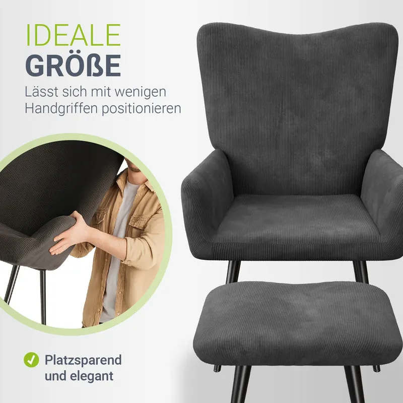 Fauteuil à oreilles avec tabouret Odense en option