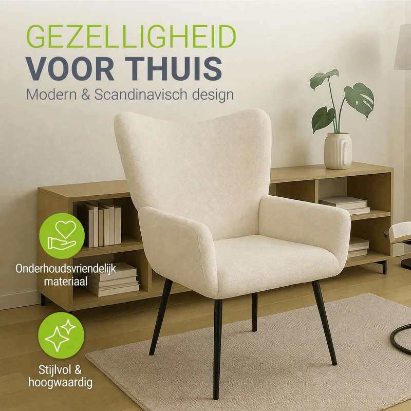 Fauteuil à oreilles avec tabouret Odense en option