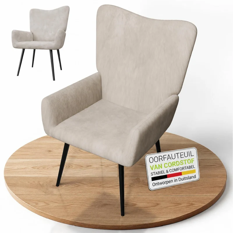 Fauteuil à oreilles avec tabouret Odense en option