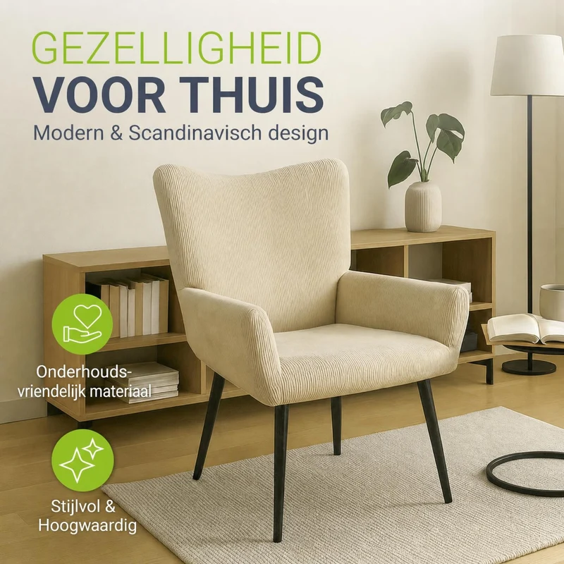 Fauteuil à oreilles avec tabouret Odense en option