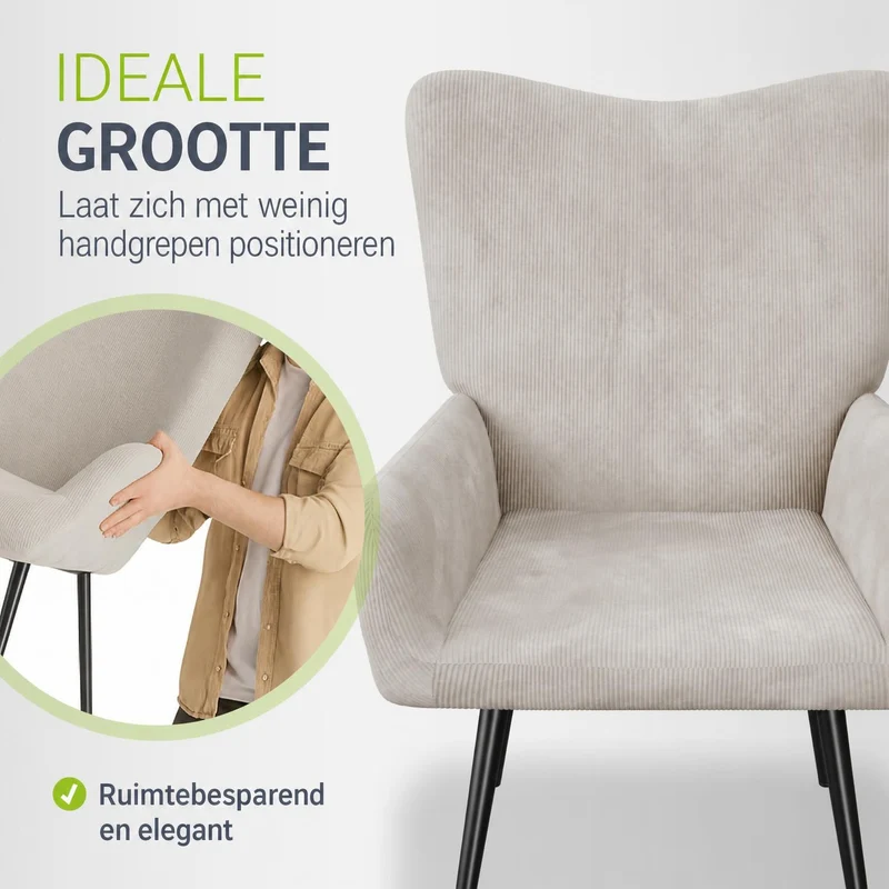 Fauteuil à oreilles avec tabouret Odense en option