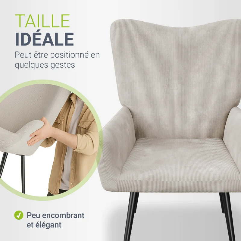 Fauteuil à oreilles avec tabouret Odense en option