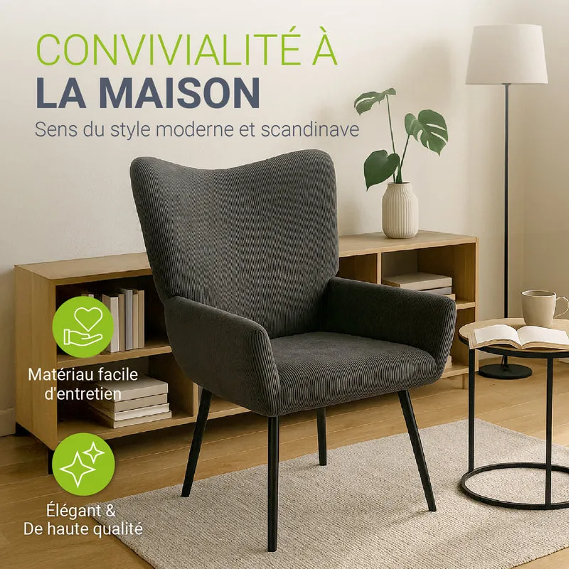 Fauteuil à oreilles avec tabouret Odense en option