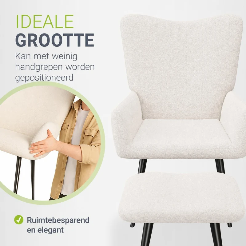 Fauteuil à oreilles avec tabouret Odense en option
