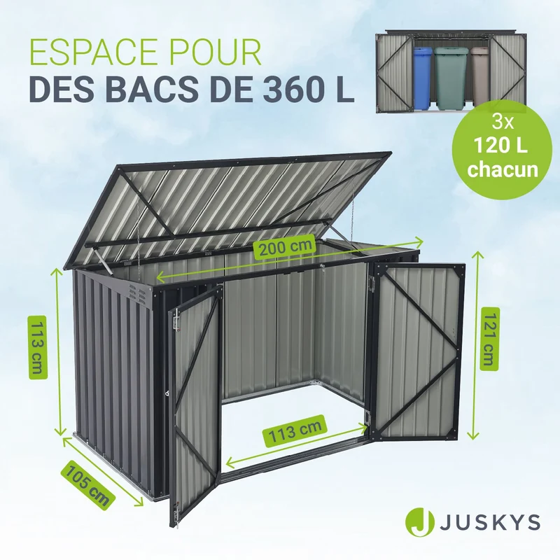 Cache-poubelle en métal Namur