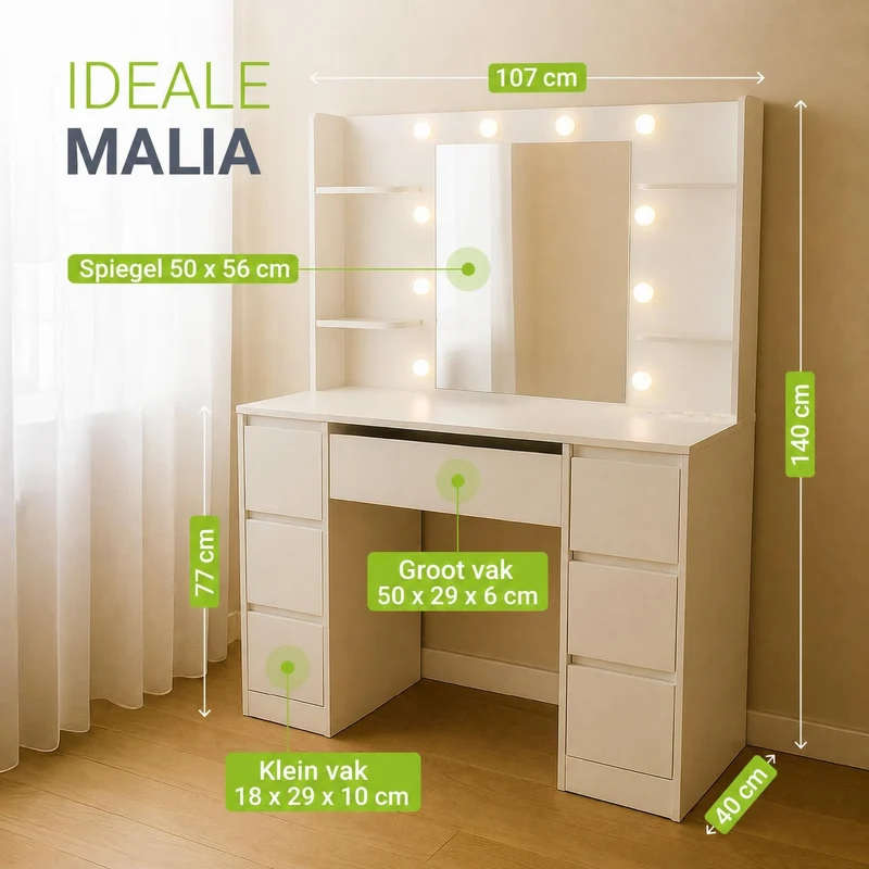 Coiffeuse avec miroir Malia