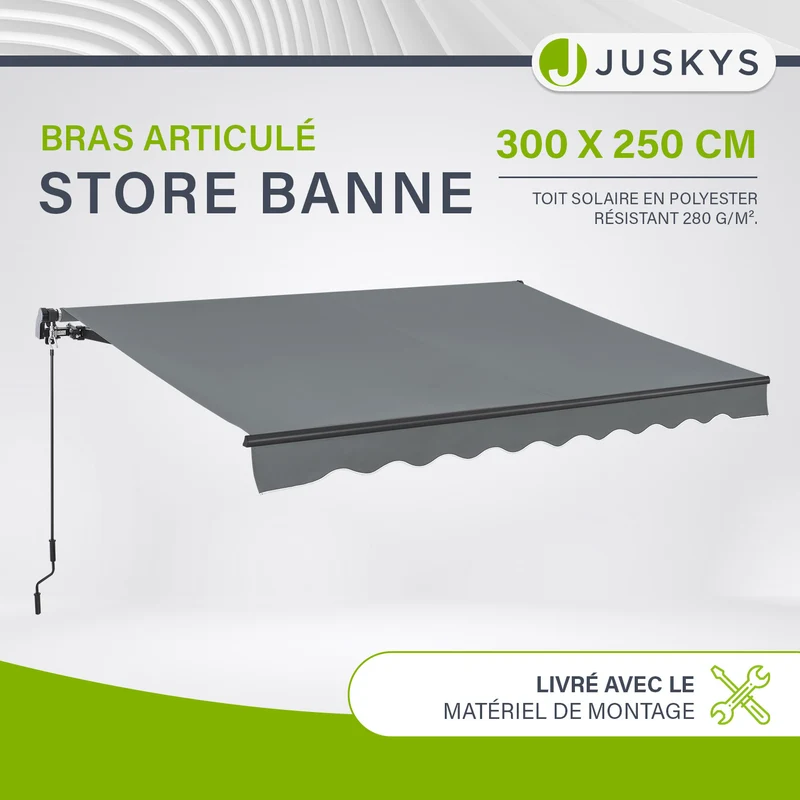 Store banne manuel à bras articulés