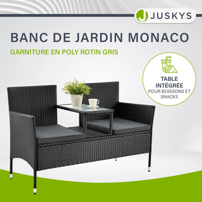 Banc de jardin en résine tressée Monaco