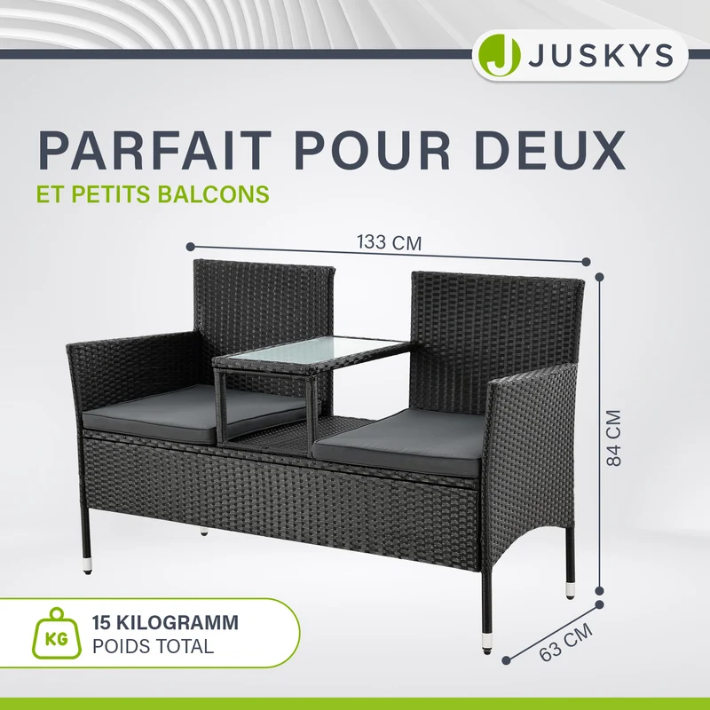 Banc de jardin en résine tressée Monaco