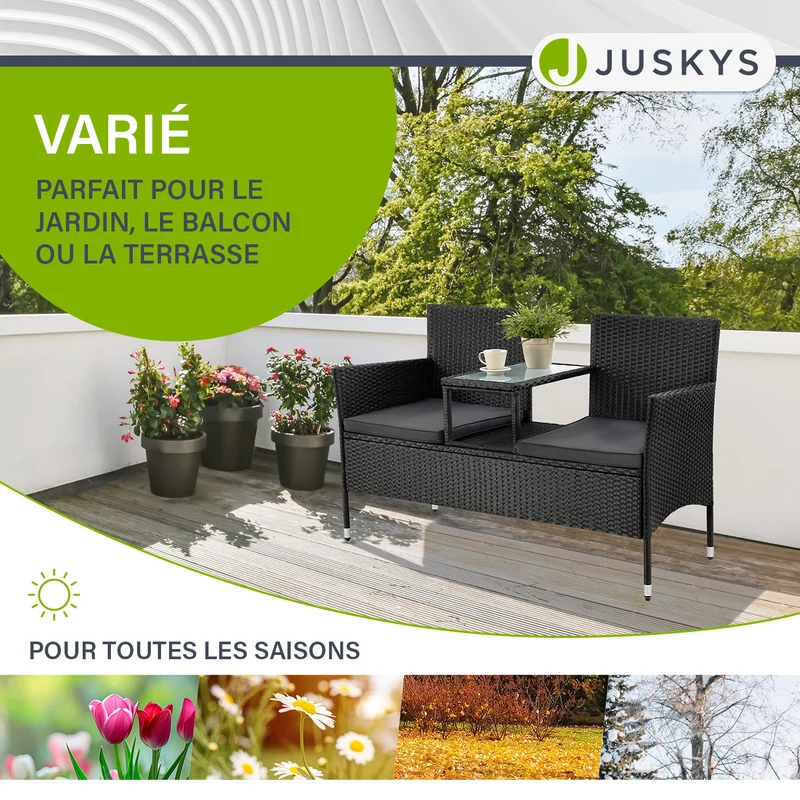 Banc de jardin en résine tressée Monaco