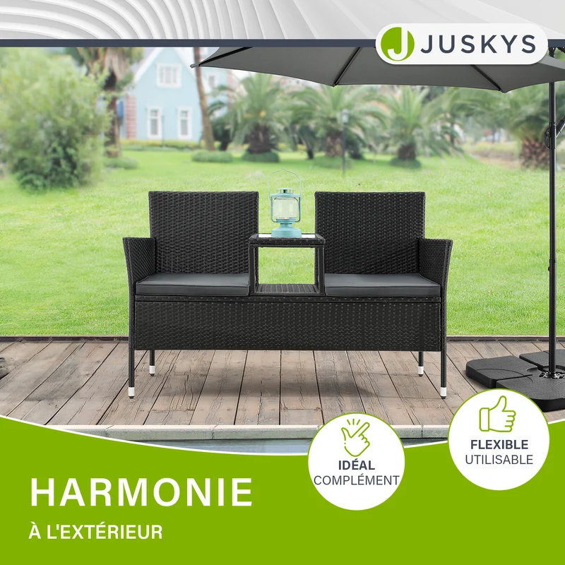 Banc de jardin en résine tressée Monaco