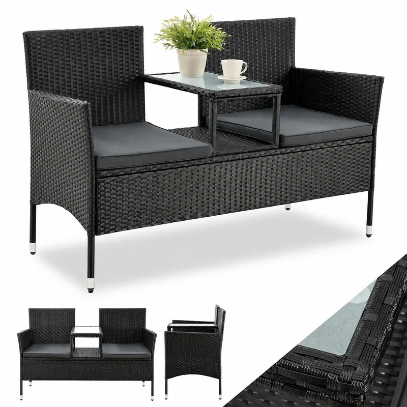 Banc de jardin en résine tressée Monaco