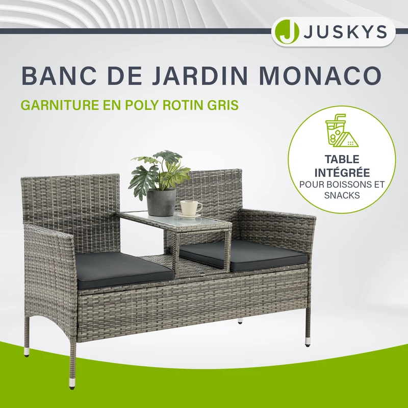 Banc de jardin en résine tressée Monaco