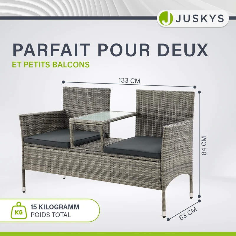 Banc de jardin en résine tressée Monaco