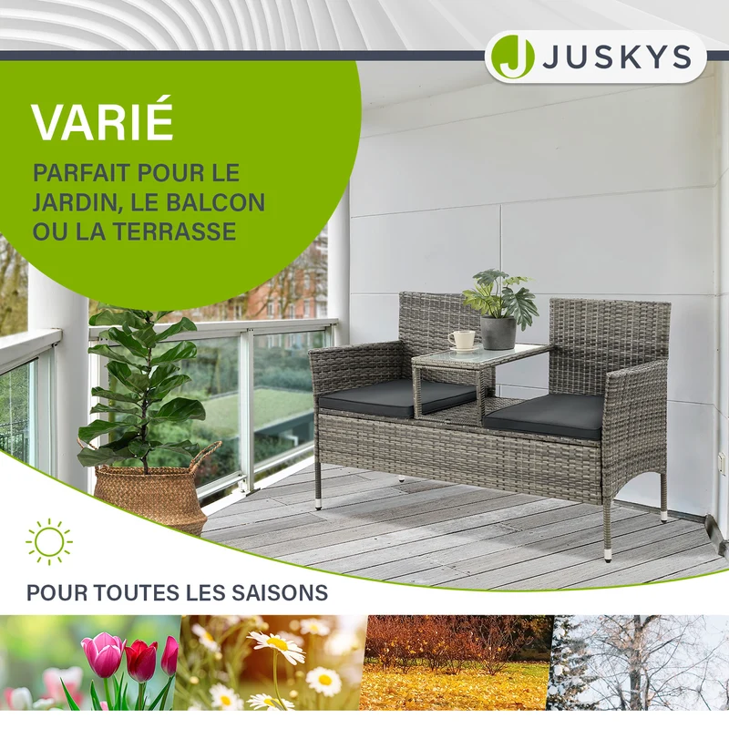 Banc de jardin en résine tressée Monaco