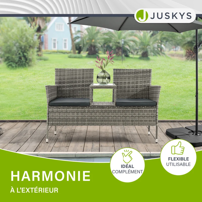 Banc de jardin en résine tressée Monaco
