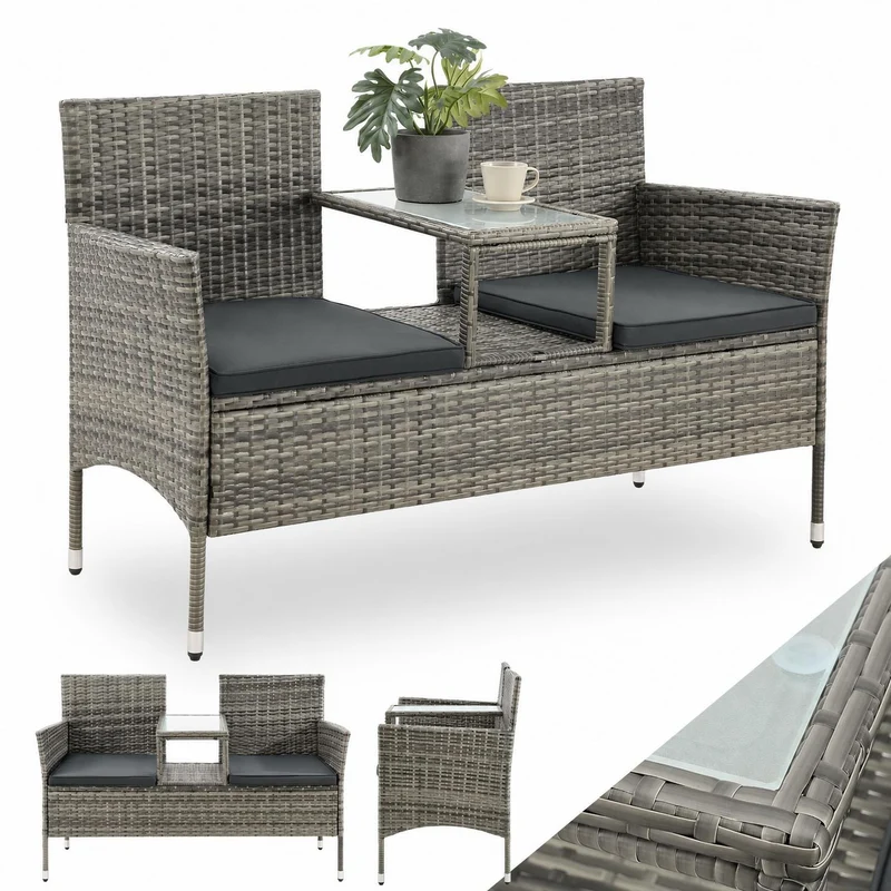 Banc de jardin en résine tressée Monaco