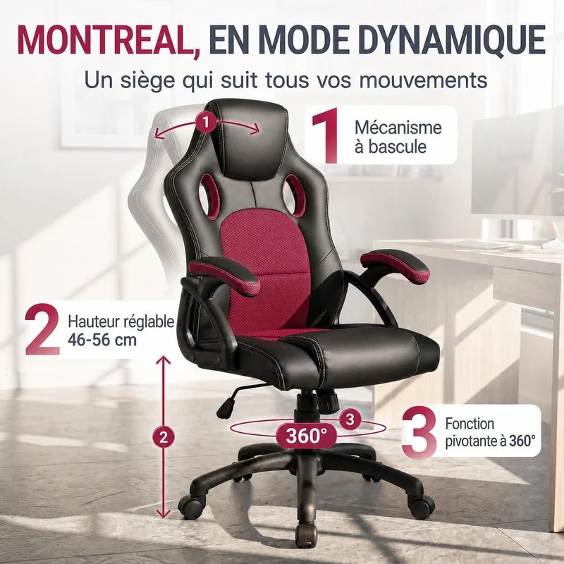 Chaise de bureau Racing Montreal
